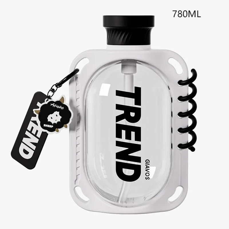 Transparent Capsule Spiral Sipper Water Bottle 780ML