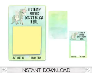 Unicorn Sticky Notepad Holder PNG Sublimation Design, Note Pad Holder Digital Download