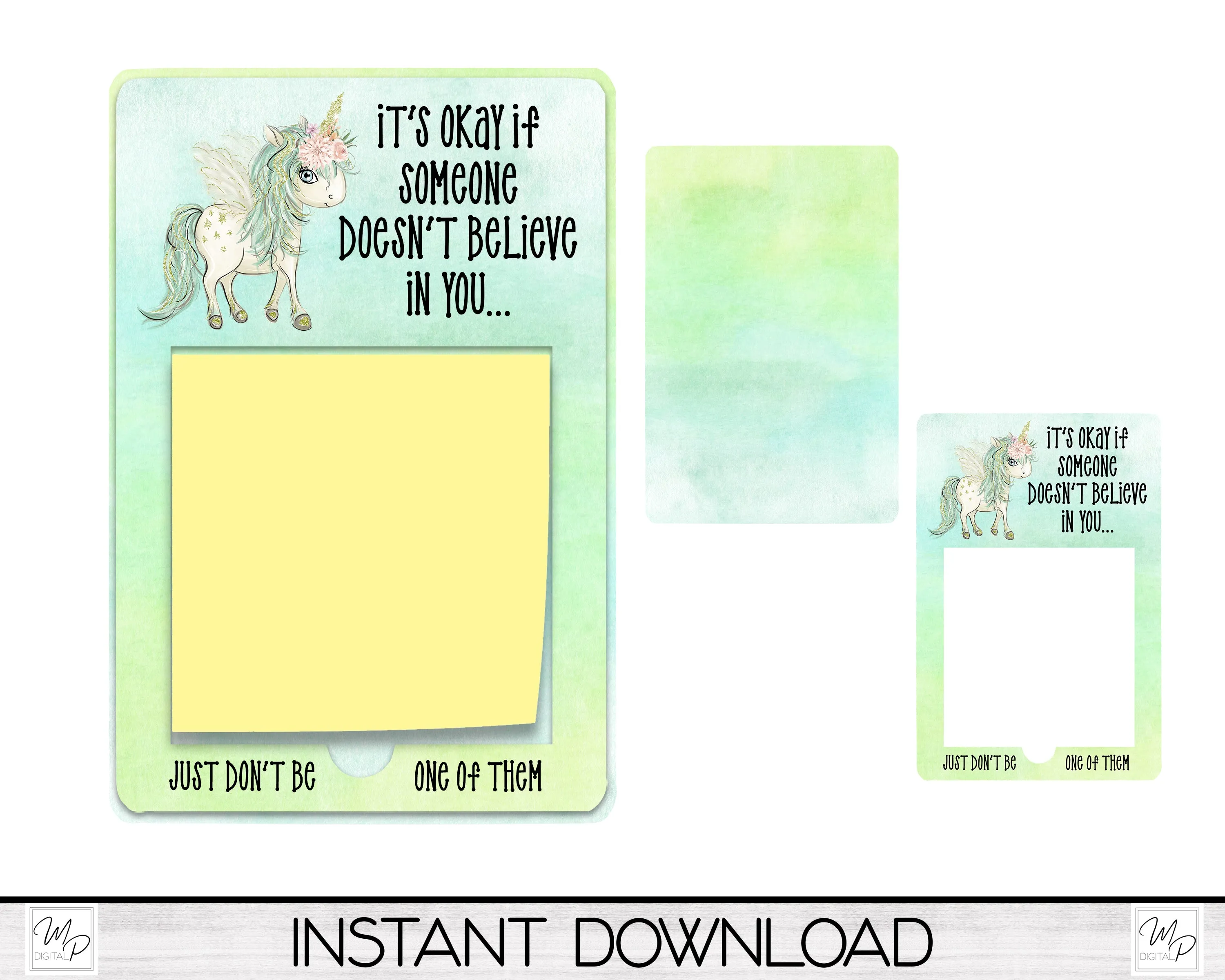 Unicorn Sticky Notepad Holder PNG Sublimation Design, Note Pad Holder Digital Download