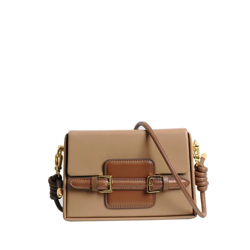 Unique Leather Square Box Shoulder Bag Small