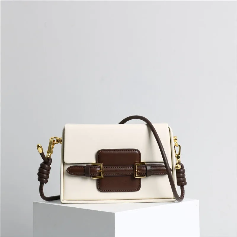 Unique Leather Square Box Shoulder Bag Small