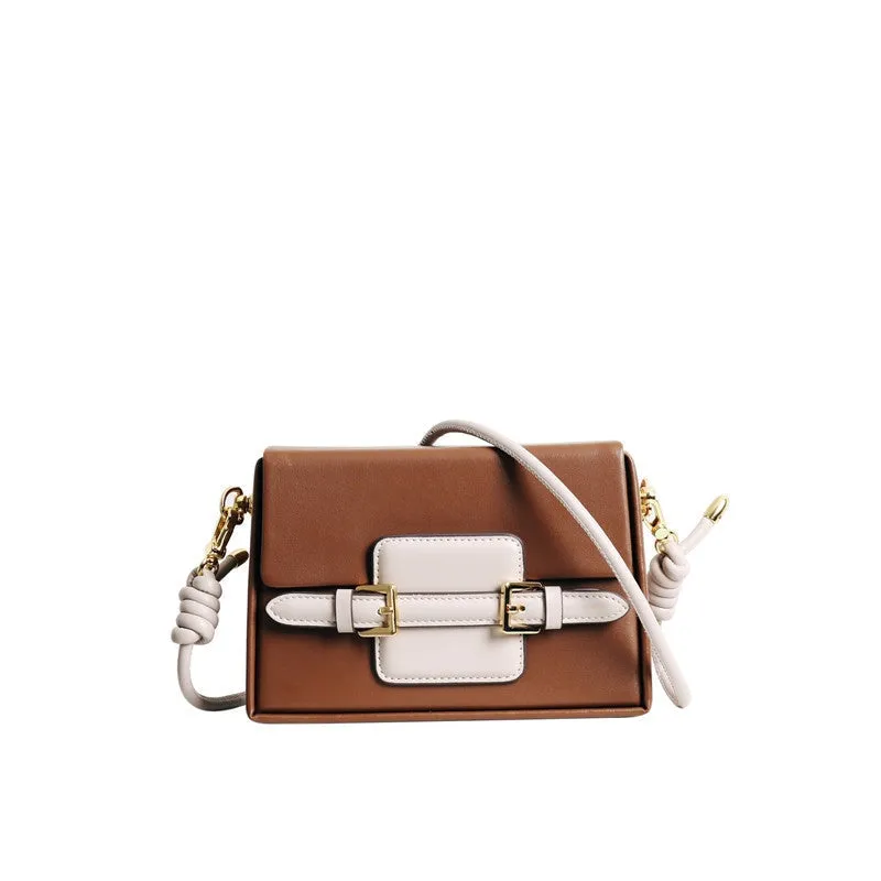 Unique Leather Square Box Shoulder Bag Small