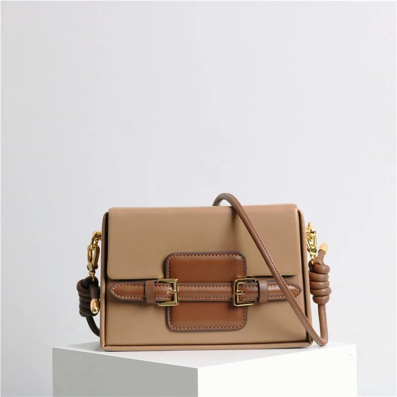 Unique Leather Square Box Shoulder Bag Small