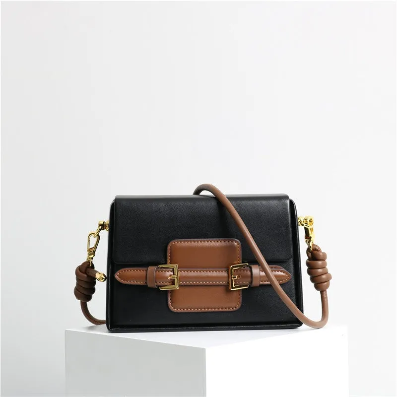 Unique Leather Square Box Shoulder Bag Small