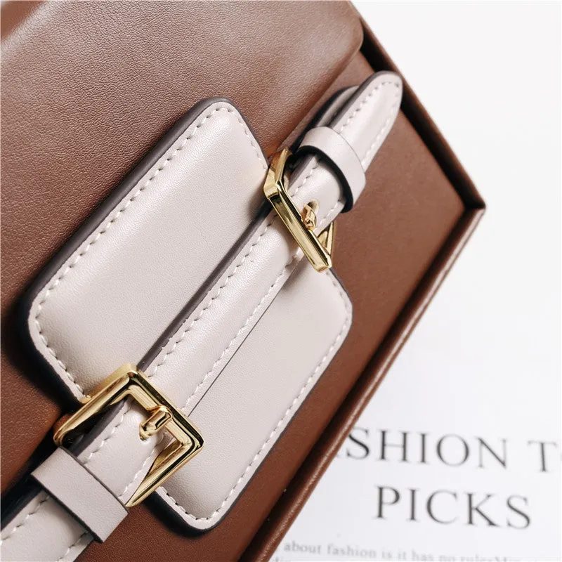 Unique Leather Square Box Shoulder Bag Small