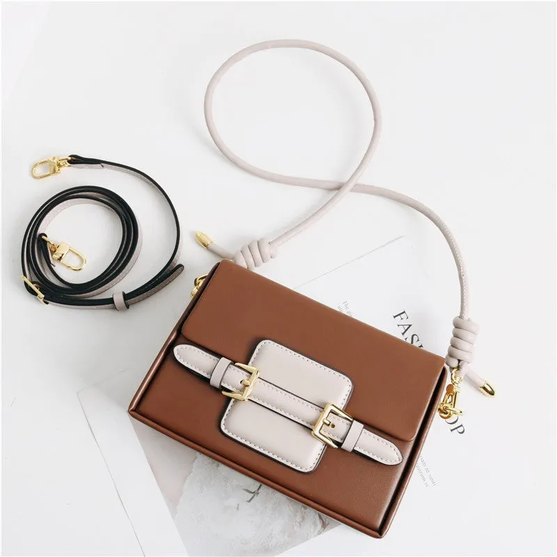 Unique Leather Square Box Shoulder Bag Small