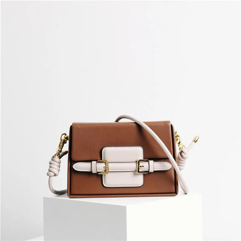 Unique Leather Square Box Shoulder Bag Small
