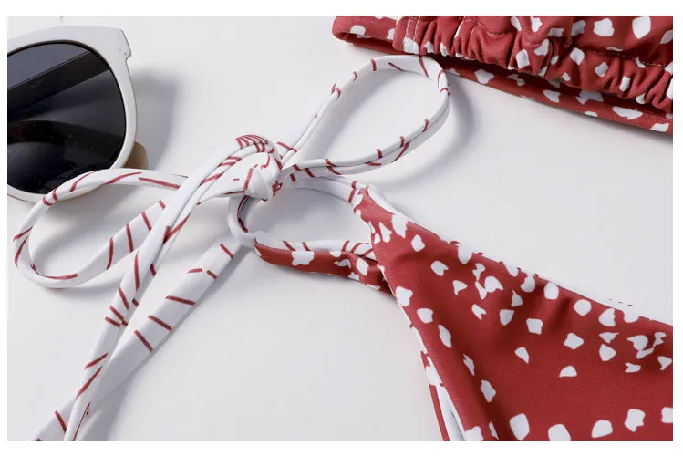 Unique Print Halter Bikini Set