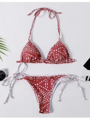 Unique Print Halter Bikini Set