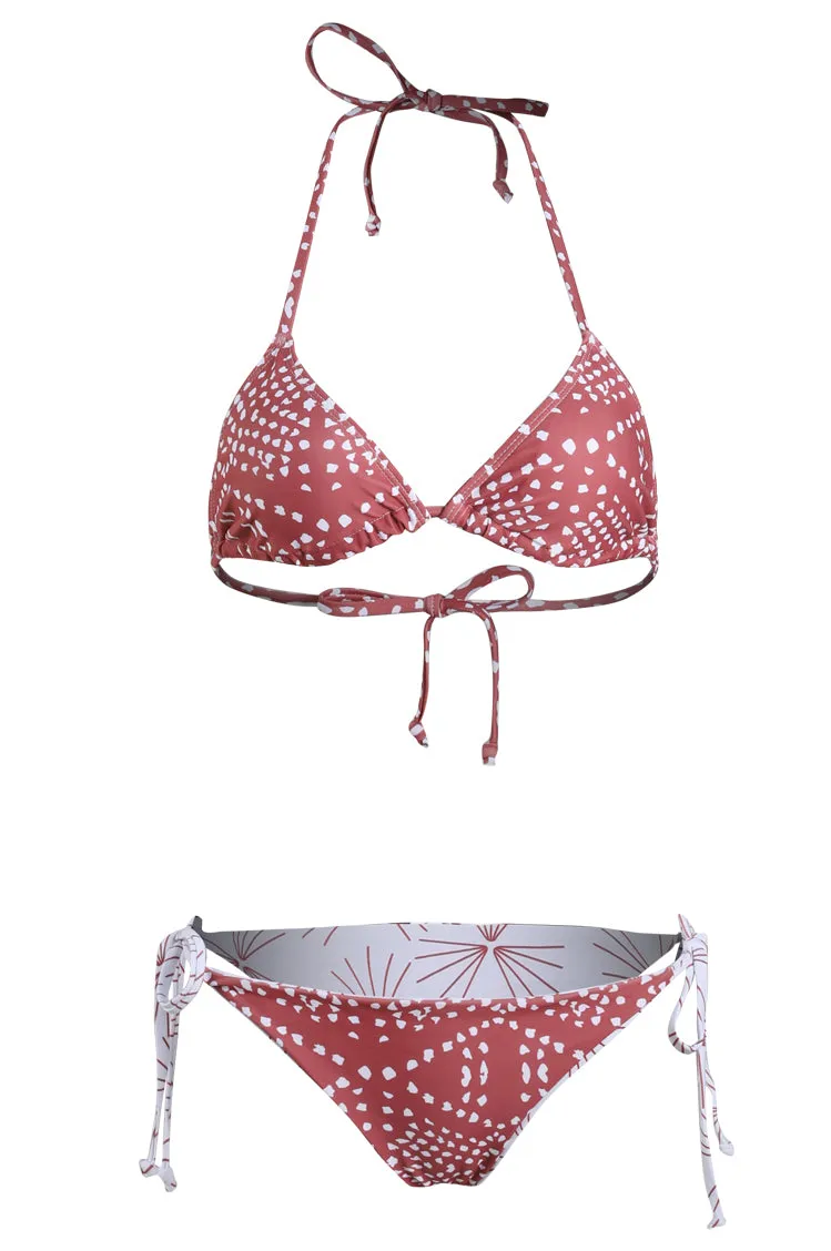 Unique Print Halter Bikini Set