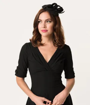Unique Vintage Black Curly Sinamay Fascinator