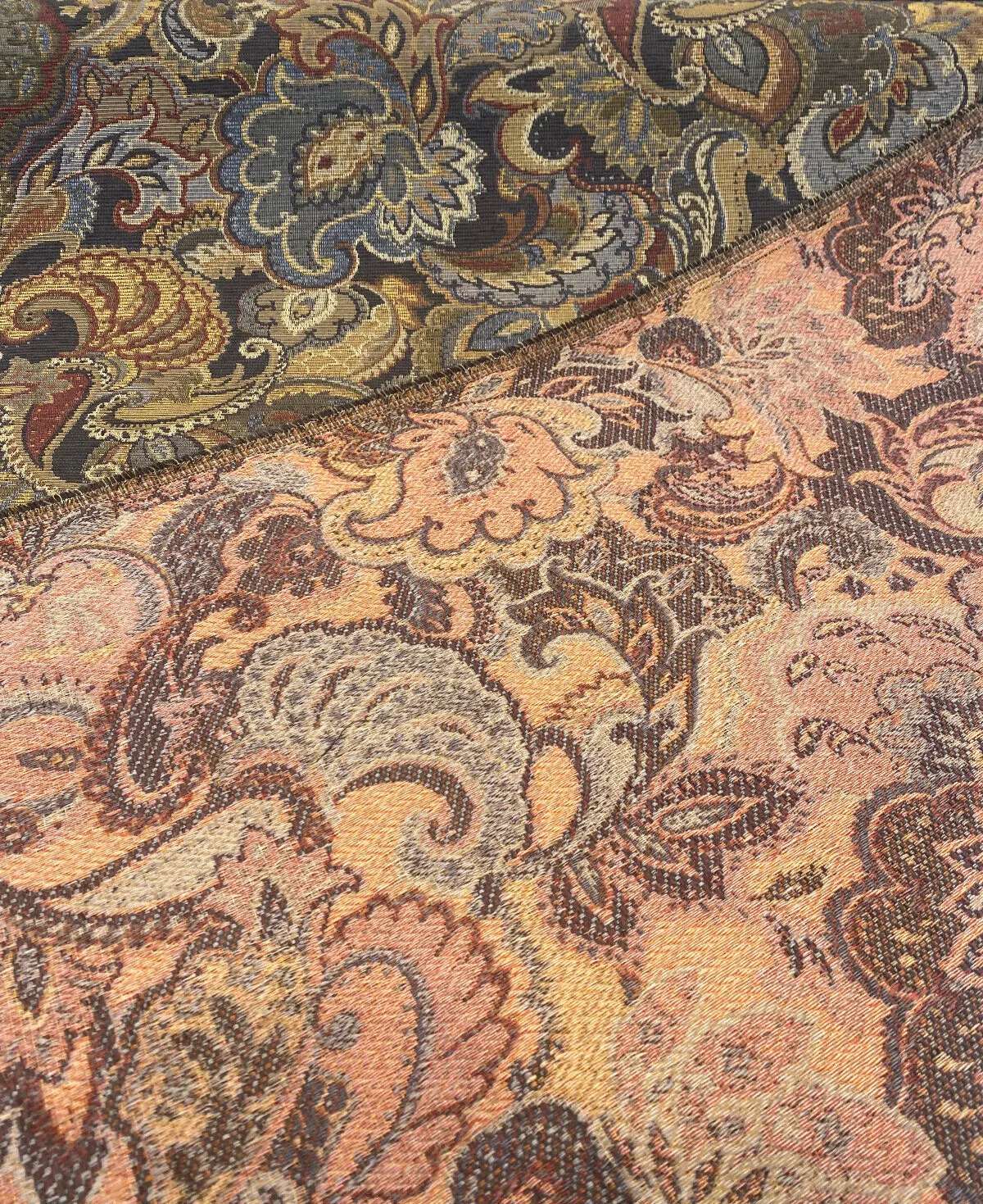 Upholstery Miranda Coffee Paisley Chenille Upholstery Fabric By The Yard