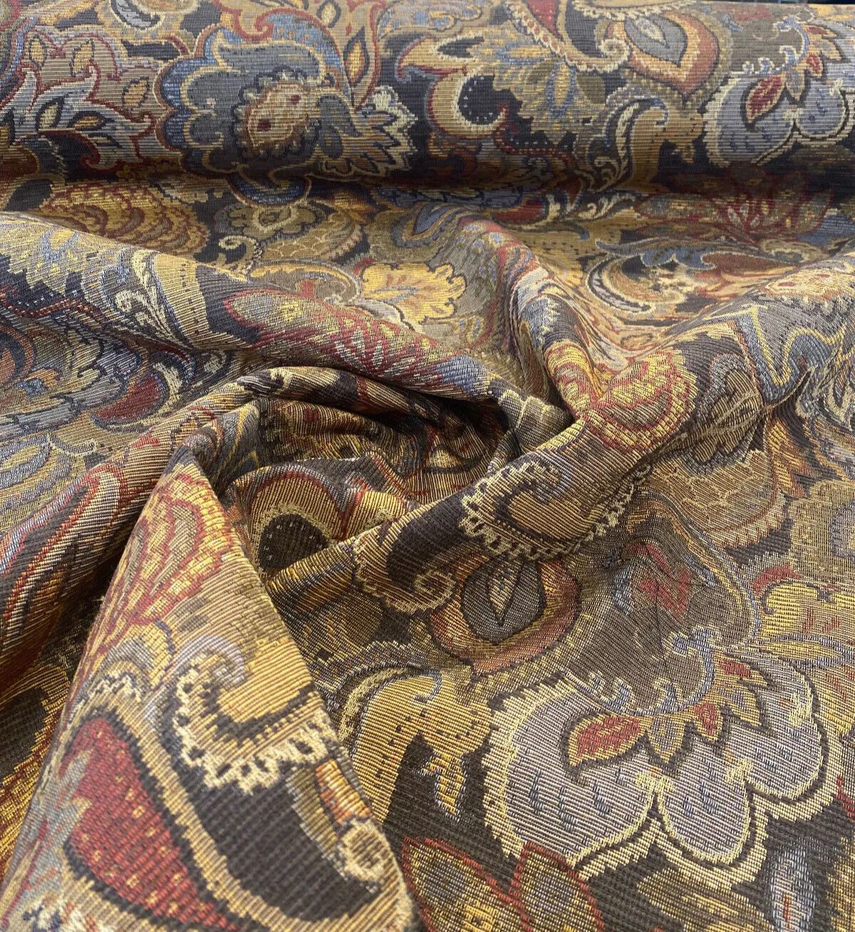 Upholstery Miranda Coffee Paisley Chenille Upholstery Fabric By The Yard