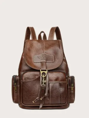 Vintage Design Flap Backpack