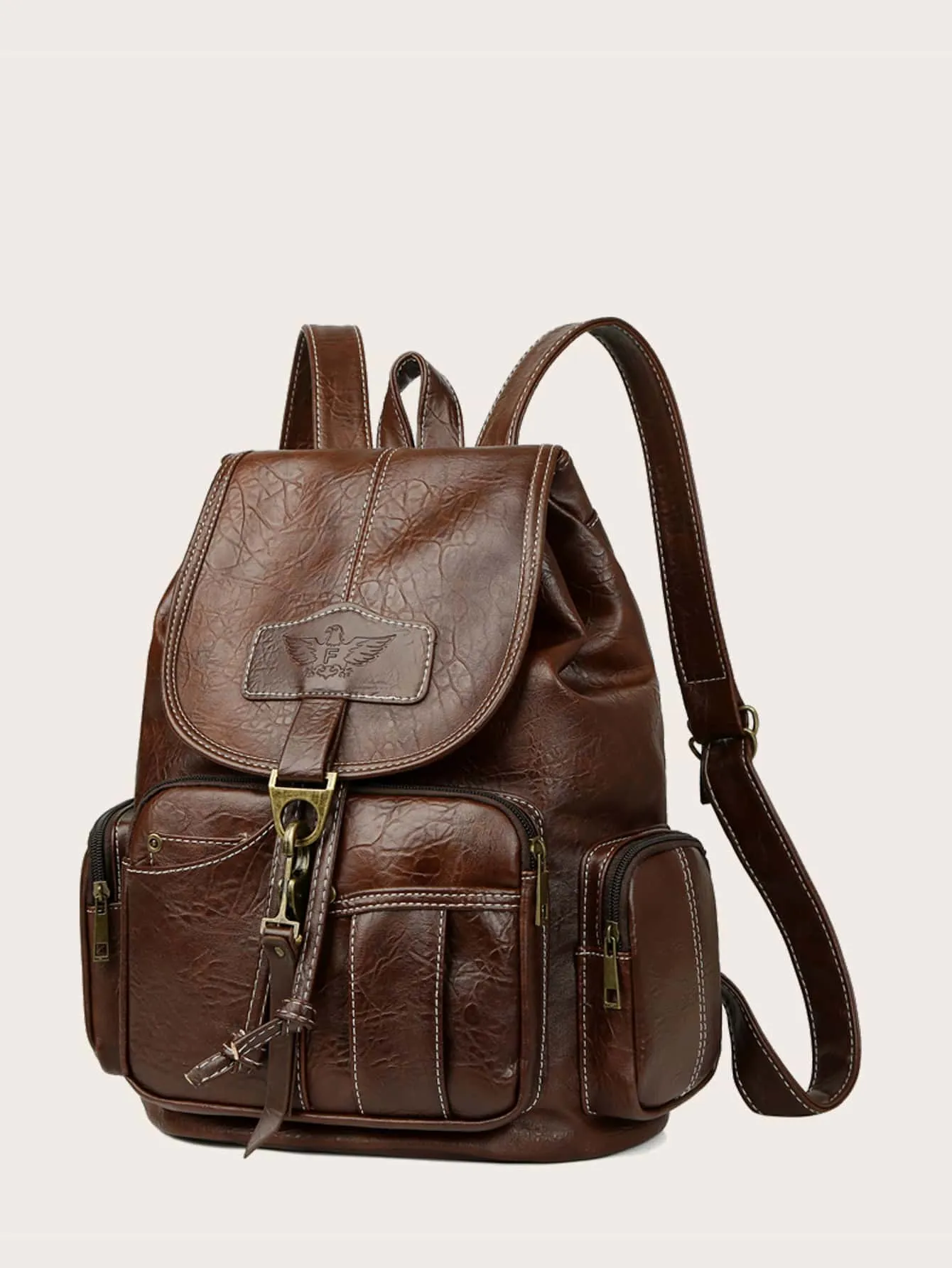 Vintage Design Flap Backpack