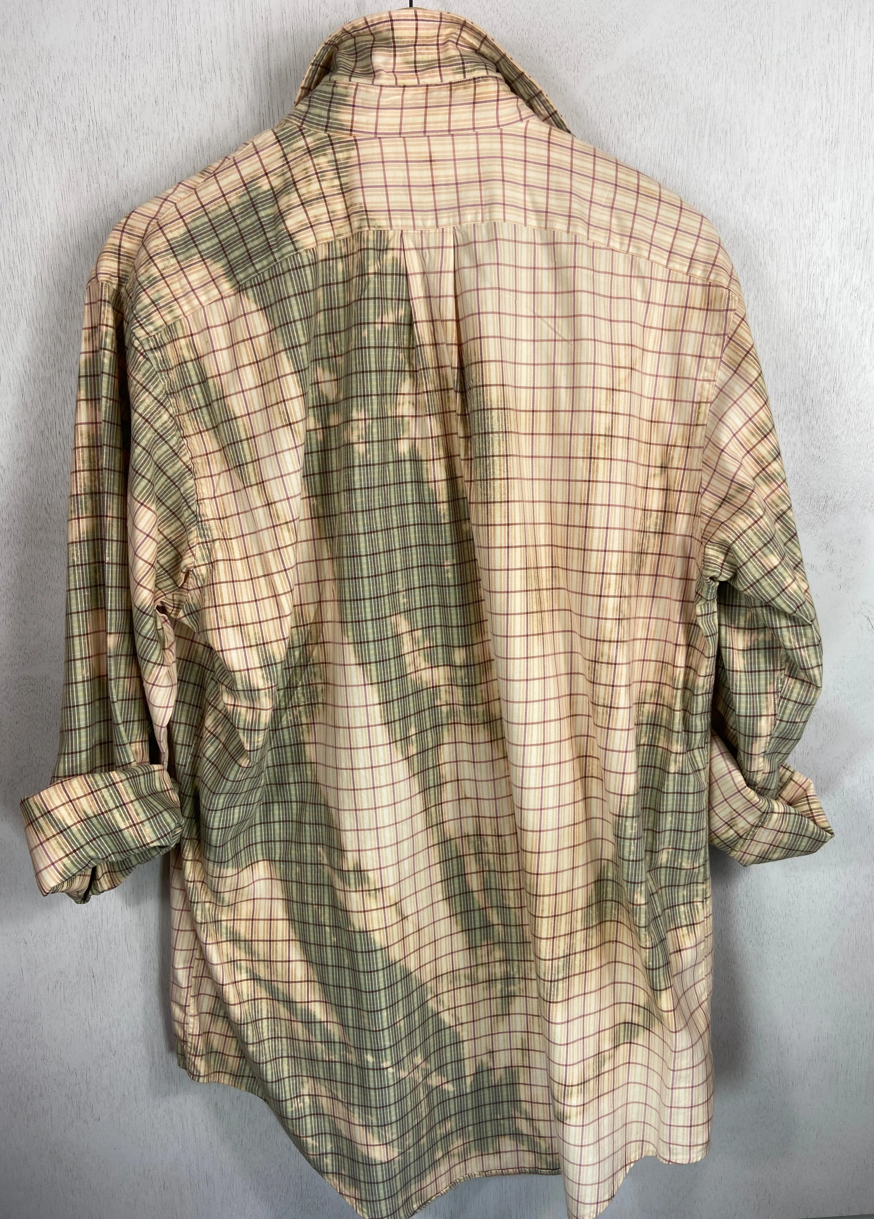 Vintage Peach, Light Green and Cream Lightweight Cotton Size Large