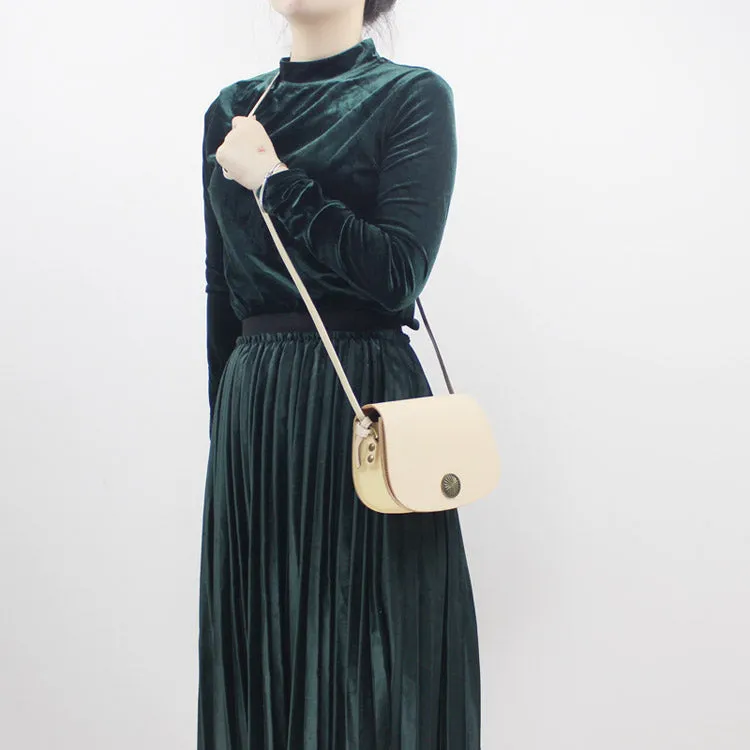 Vintage Womens Leather Saddle Crossbody bags Leather Shoulder Bag