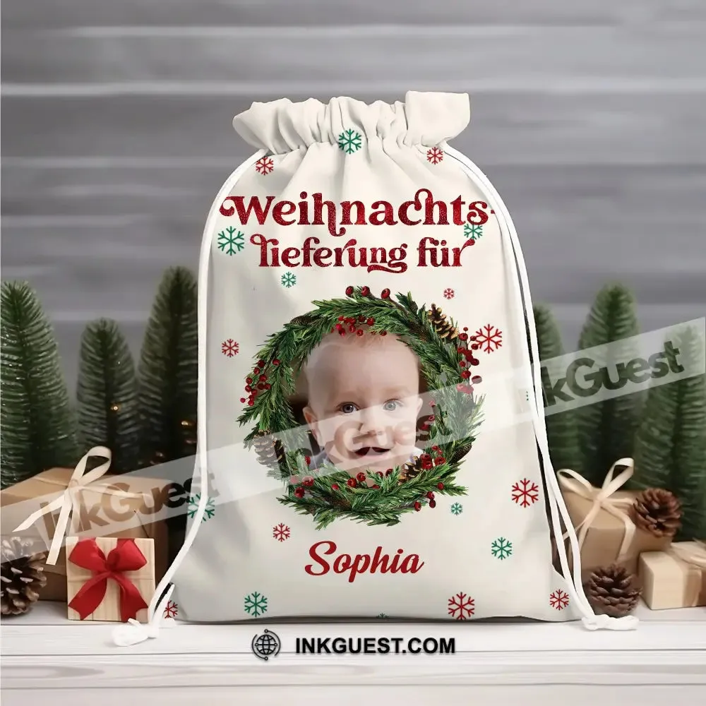 Weihnachts Lieferung Fur Custom Photo And Text, Personalized String Bag, Christmas Gift