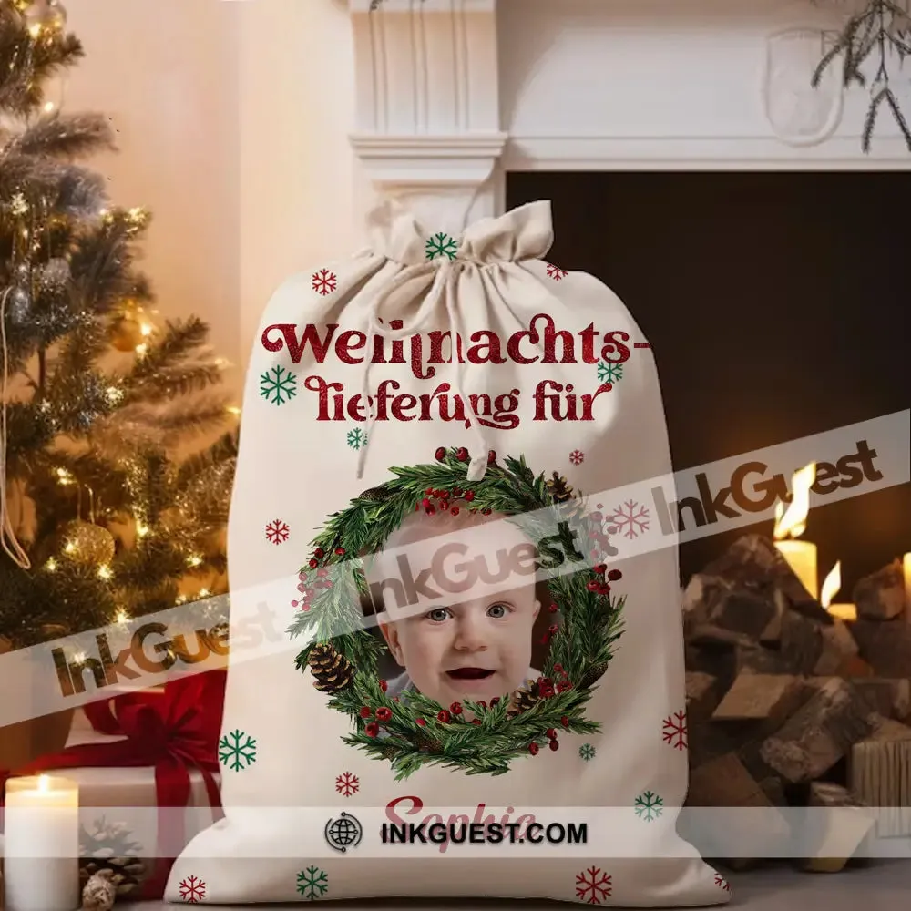 Weihnachts Lieferung Fur Custom Photo And Text, Personalized String Bag, Christmas Gift