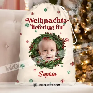Weihnachts Lieferung Fur Custom Photo And Text, Personalized String Bag, Christmas Gift