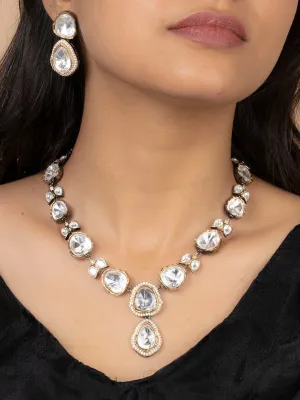 White Color Faux Polki Necklace Set - PK-S96SL