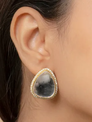 White Color Gold Plated Faux Polki Earrings - PK-E31G