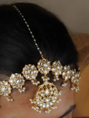 White Color Gold Plated Jadau Kundan Mathapatti - MO-MM1