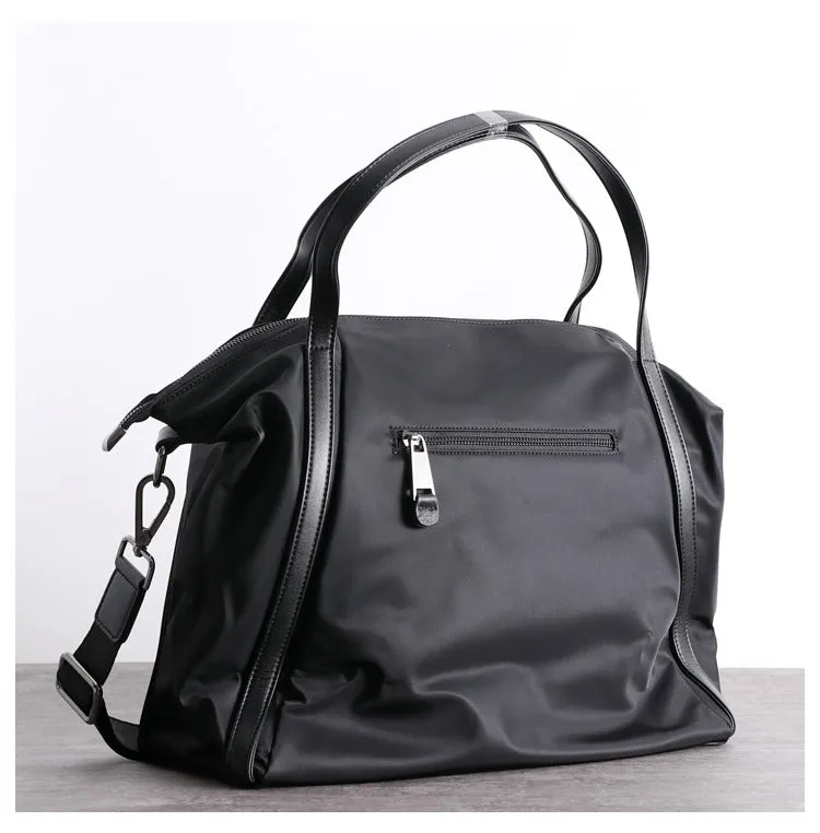 Womens Nylon Leather Gym Tote Bag Womens Black Nylon Gym Purse Nylon Work Shoulder Purse for Ladies