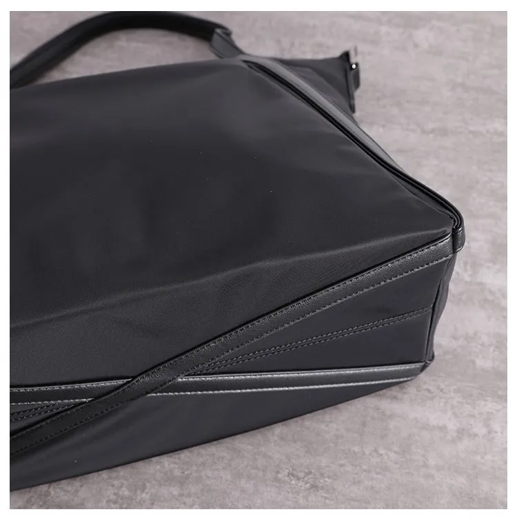 Womens Nylon Leather Gym Tote Bag Womens Black Nylon Gym Purse Nylon Work Shoulder Purse for Ladies