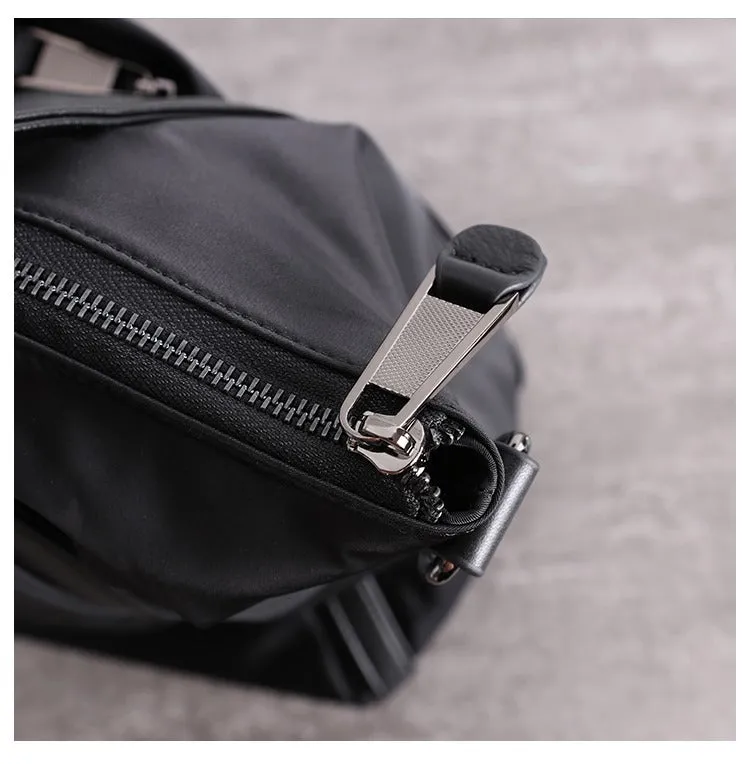 Womens Nylon Leather Gym Tote Bag Womens Black Nylon Gym Purse Nylon Work Shoulder Purse for Ladies
