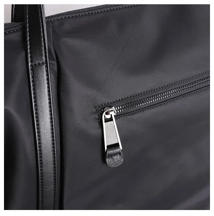 Womens Nylon Leather Gym Tote Bag Womens Black Nylon Gym Purse Nylon Work Shoulder Purse for Ladies