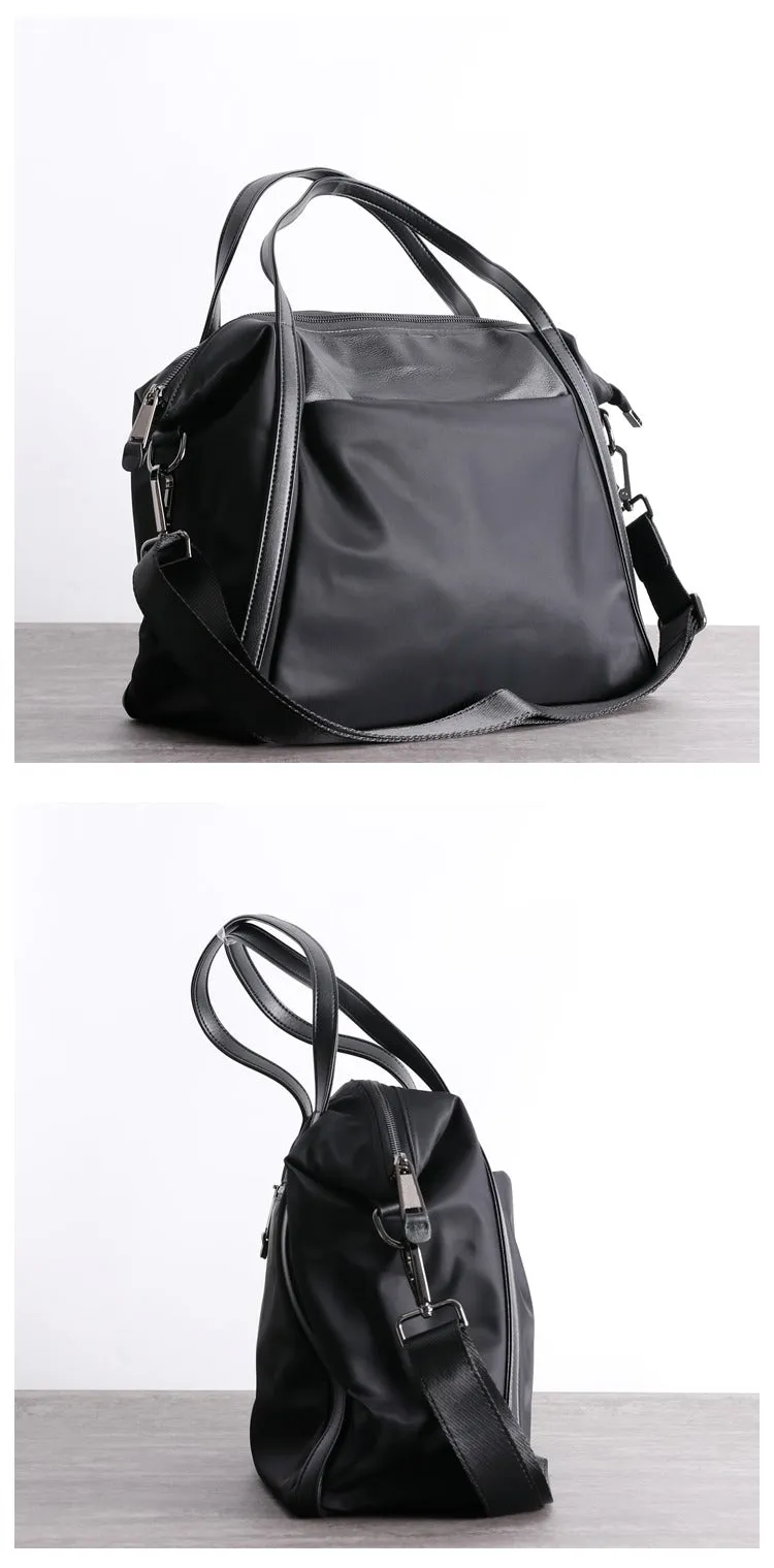 Womens Nylon Leather Gym Tote Bag Womens Black Nylon Gym Purse Nylon Work Shoulder Purse for Ladies