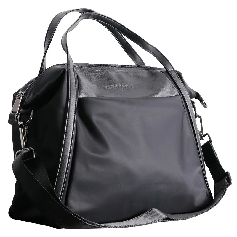 Womens Nylon Leather Gym Tote Bag Womens Black Nylon Gym Purse Nylon Work Shoulder Purse for Ladies
