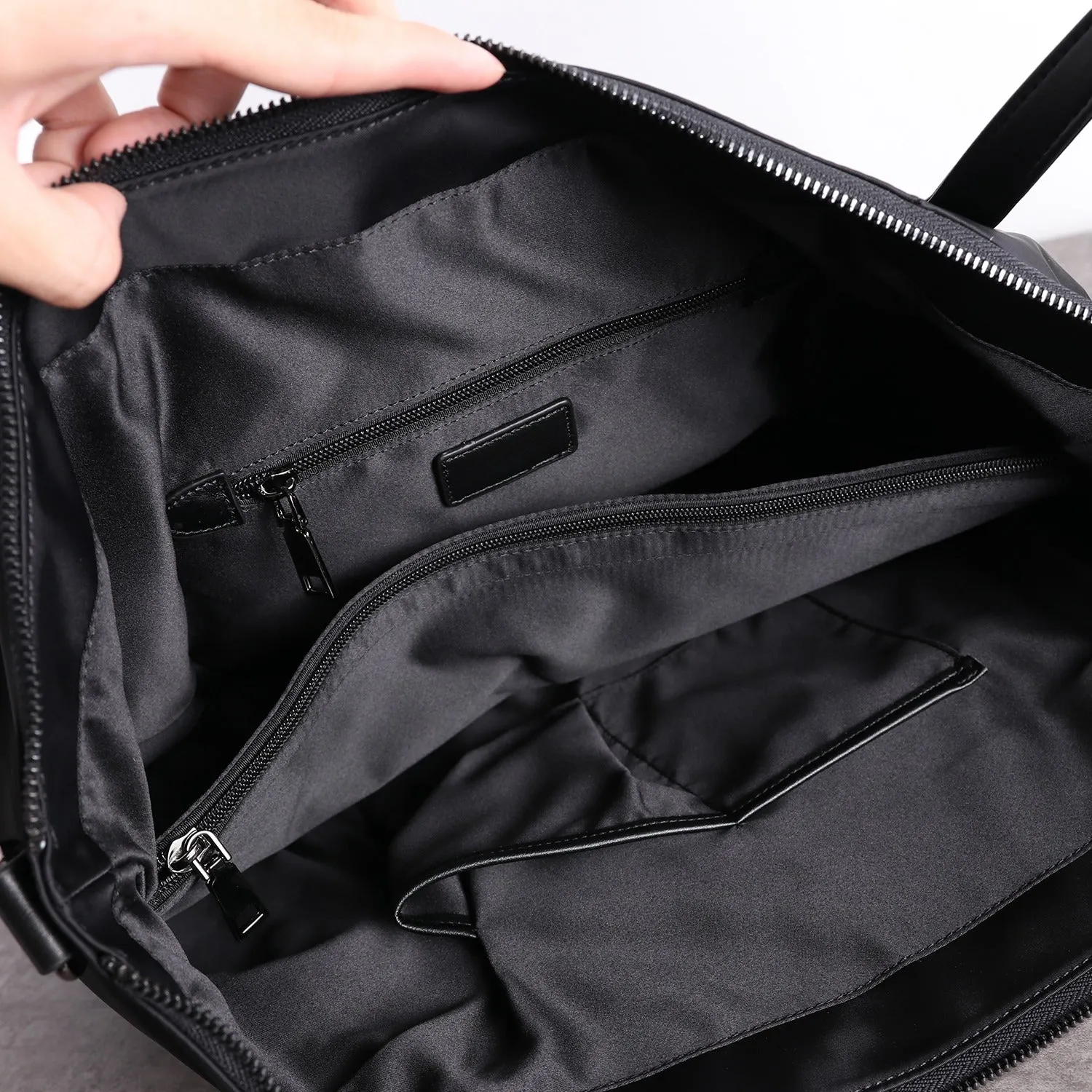 Womens Nylon Leather Gym Tote Bag Womens Black Nylon Gym Purse Nylon Work Shoulder Purse for Ladies