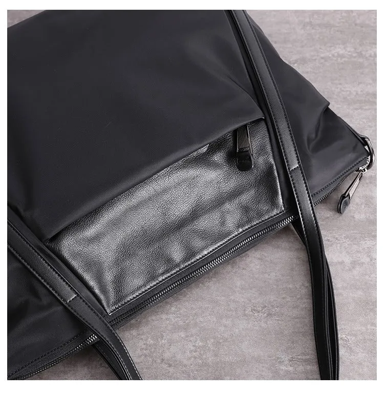 Womens Nylon Leather Gym Tote Bag Womens Black Nylon Gym Purse Nylon Work Shoulder Purse for Ladies
