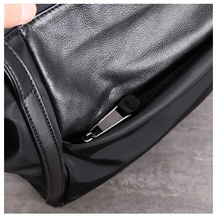 Womens Nylon Leather Gym Tote Bag Womens Black Nylon Gym Purse Nylon Work Shoulder Purse for Ladies
