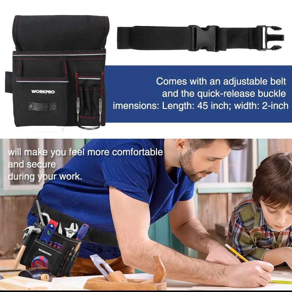 WORKPRO Heavy Duty Tool Pouch with Adjustable Belt Electrician Waist Tool Bag Multifunction Belt Tool Pouch