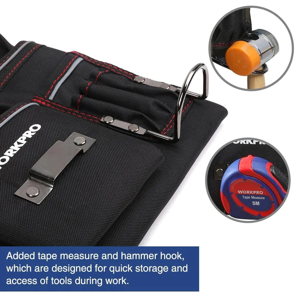 WORKPRO Heavy Duty Tool Pouch with Adjustable Belt Electrician Waist Tool Bag Multifunction Belt Tool Pouch