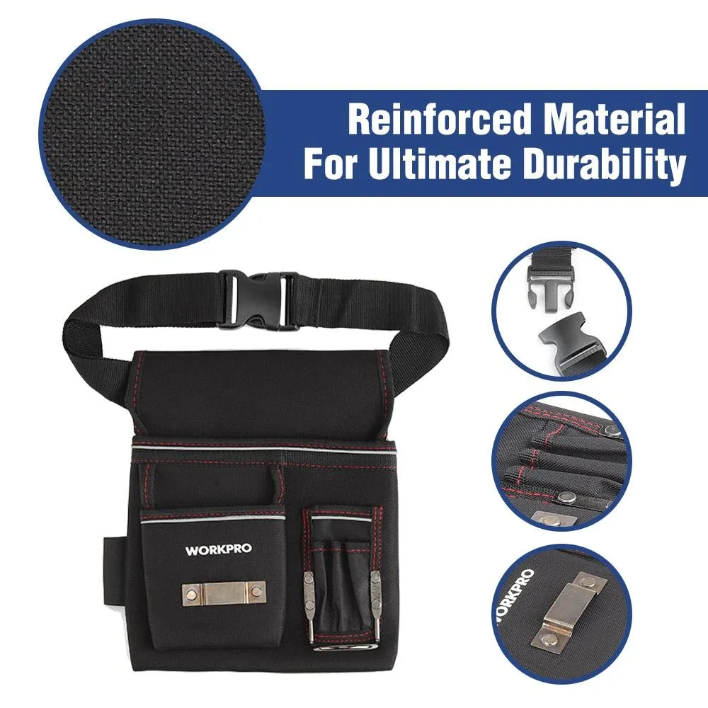 WORKPRO Heavy Duty Tool Pouch with Adjustable Belt Electrician Waist Tool Bag Multifunction Belt Tool Pouch