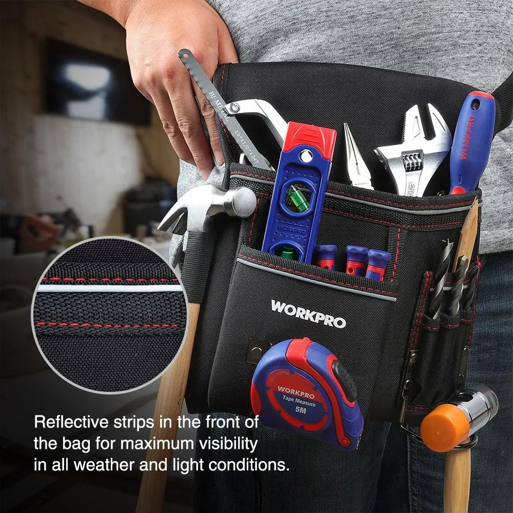 WORKPRO Heavy Duty Tool Pouch with Adjustable Belt Electrician Waist Tool Bag Multifunction Belt Tool Pouch