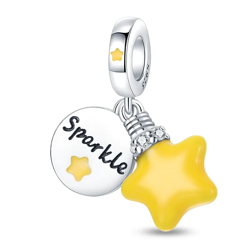 Yellow Star Luminous Charm Beads (Glows in the dark)