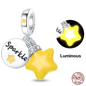 Yellow Star Luminous Charm Beads (Glows in the dark)