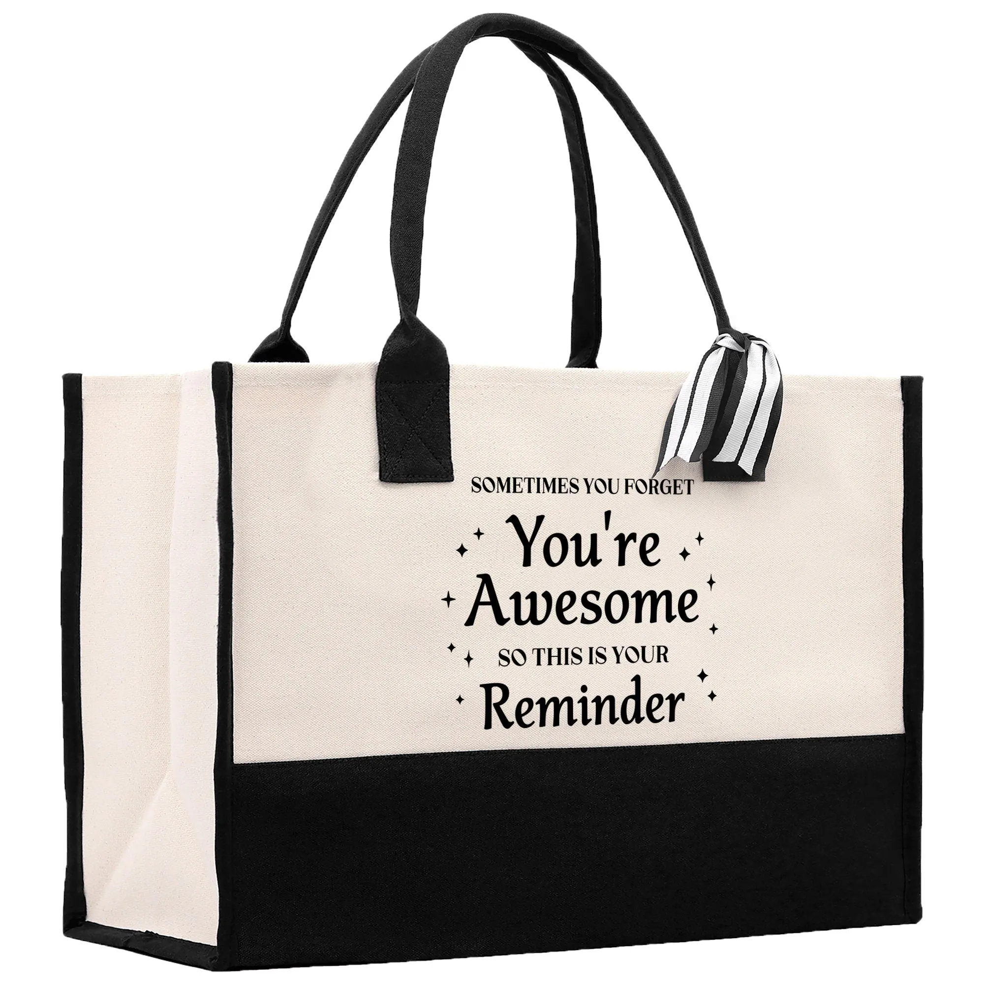 You're Awesome So This is Your Reminder Cotton Canvas Tote Bag with Jewelry Box Set Option