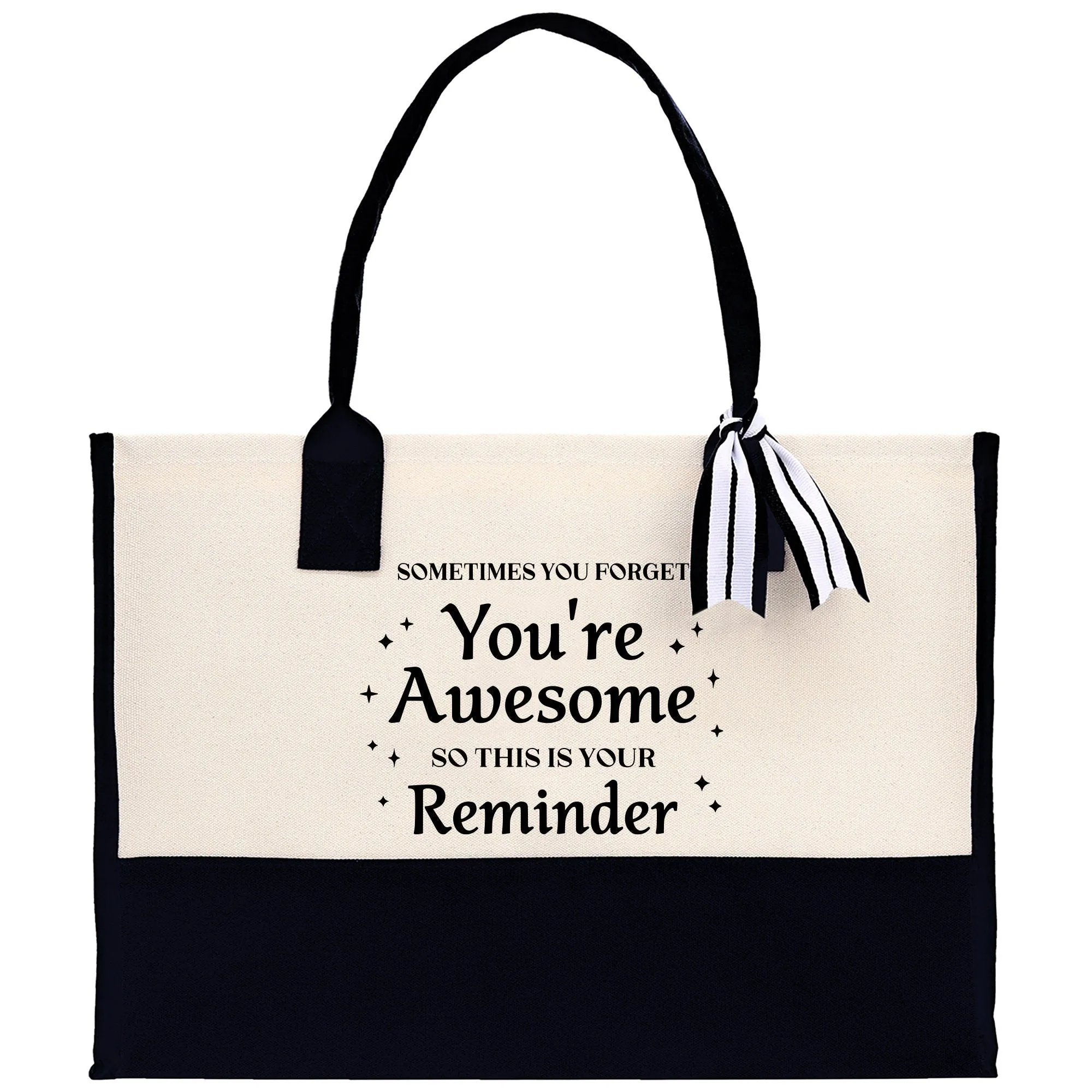 You're Awesome So This is Your Reminder Cotton Canvas Tote Bag with Jewelry Box Set Option