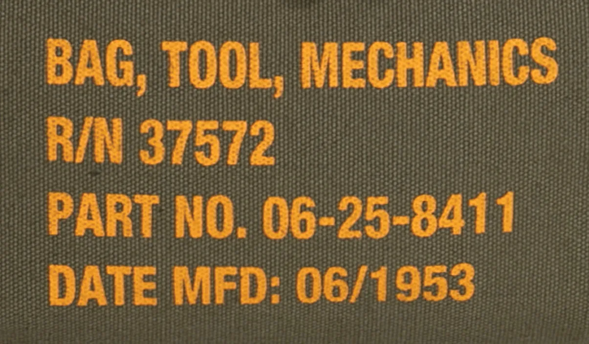 Zipper Pocket Mechanics Tool Bag With Military Stencil -Olive Drab